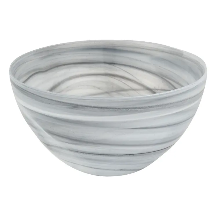 6" Gray And White Alabaster Glass Round Candy or Nut Bowl