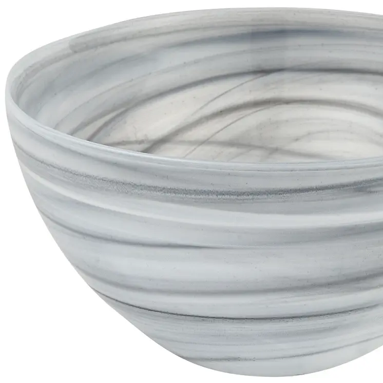 6" Gray And White Alabaster Glass Round Candy or Nut Bowl
