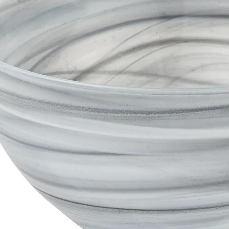 6" Gray And White Alabaster Glass Round Candy or Nut Bowl