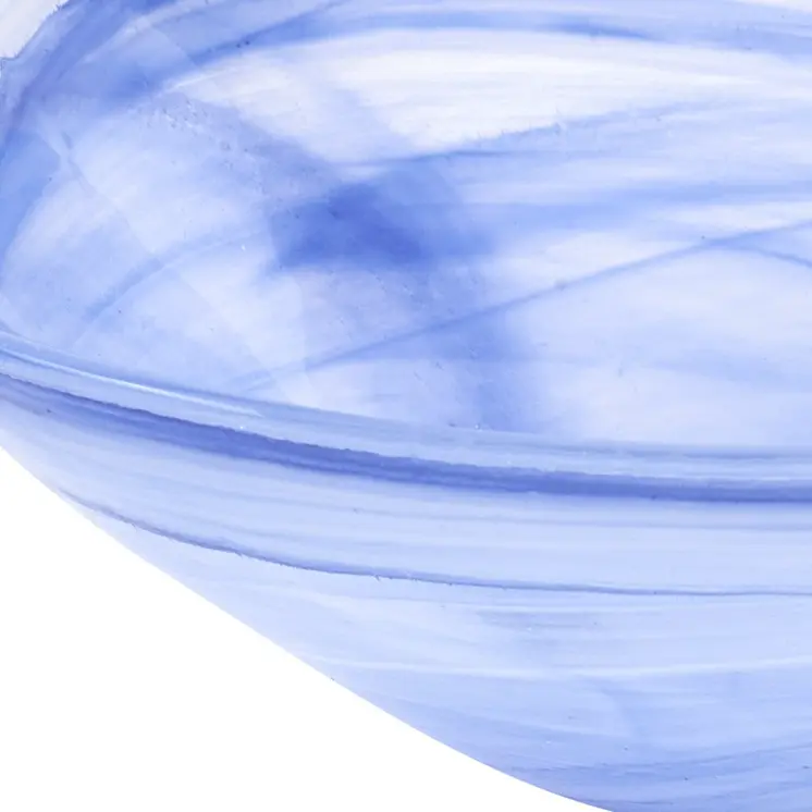 Set of Two 6" Blue And White Alabaster Glass Square Candy or Nut Bowls