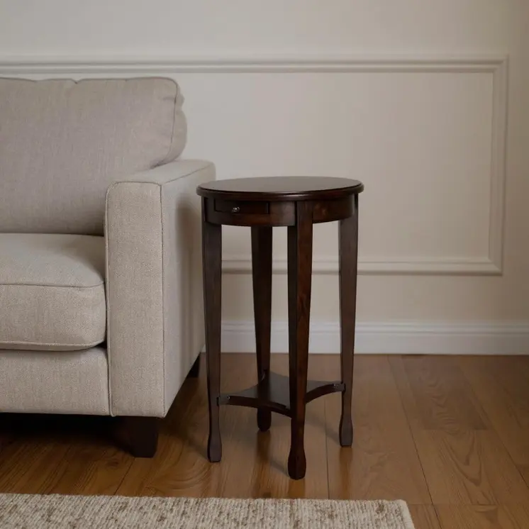 26" Chestnut Oval End Table With Shelf