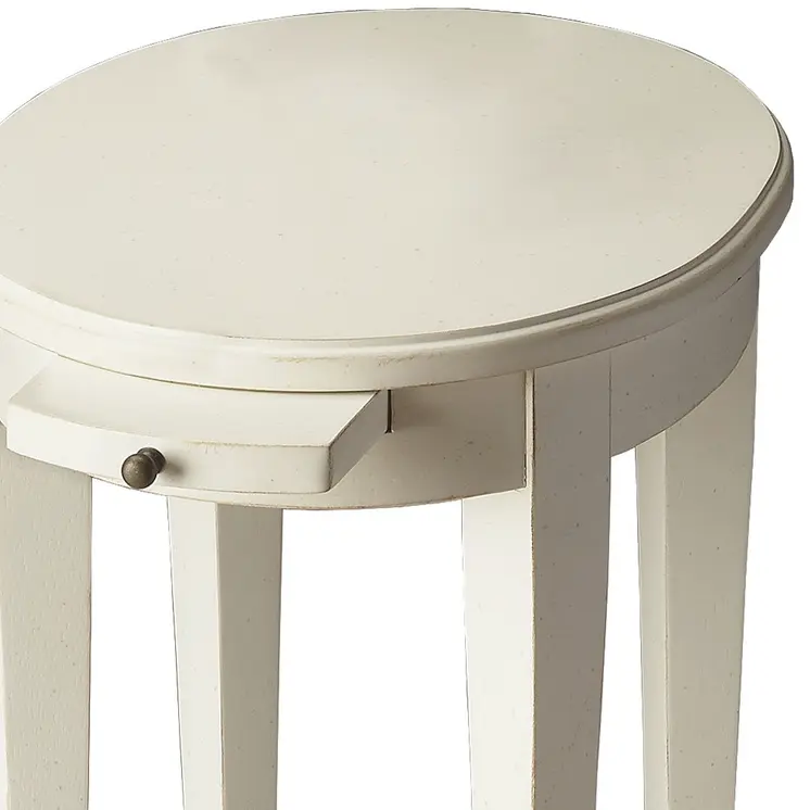 26" White Oval End Table With Shelf