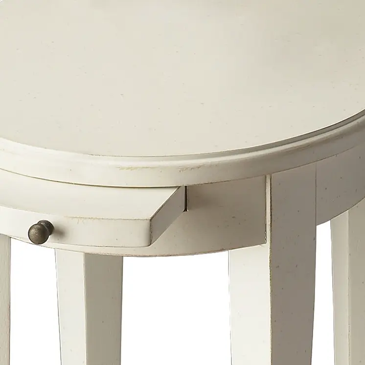 26" White Oval End Table With Shelf