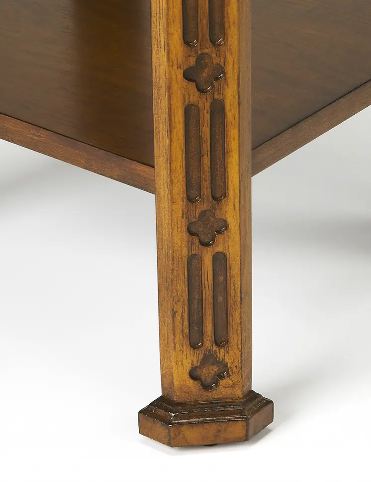 27" Medium Brown And Olive Ash Manufactured Wood Rectangular End Table With Drawer And Shelf