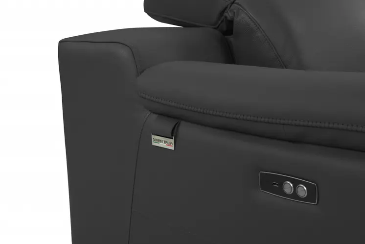 48" Dark Slate Gray And White Italian Leather Arm Chair