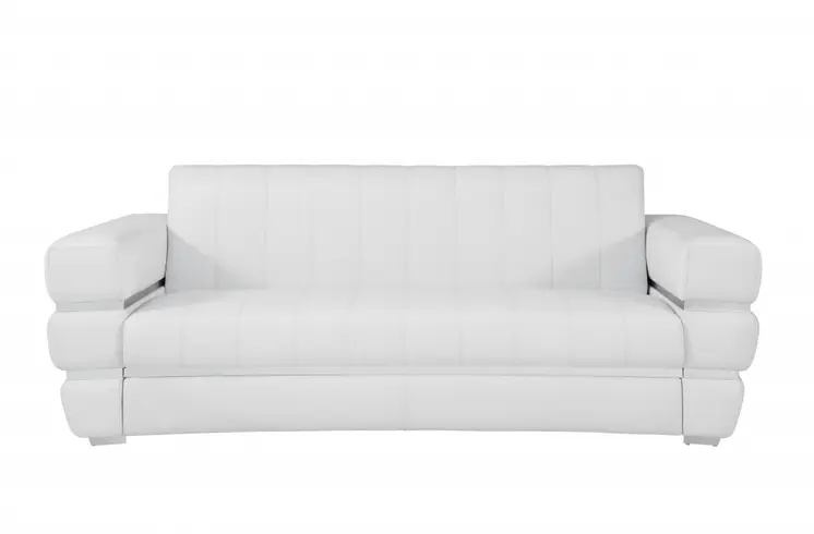 Three Piece Indoor White Italian Leather Six Person Seating Set
