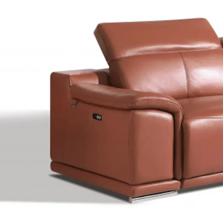 Two Piece Indoor Camel Italian Leather Five Person Seating Set