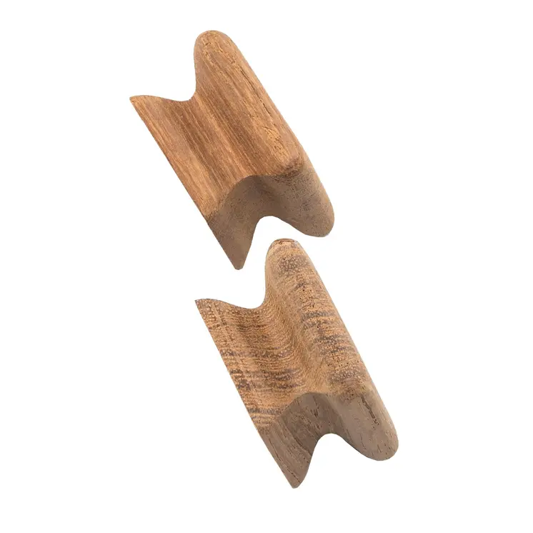 Set of Two Brown Wood Square Drawer Pull Knobs