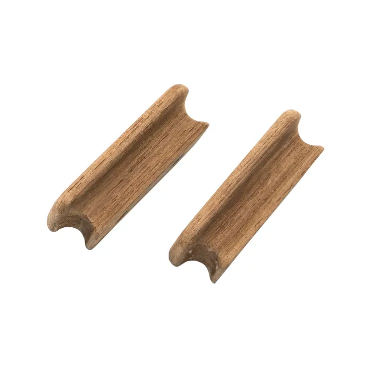 Set of Two Brown Teak Wood Drawer Pull Knobs