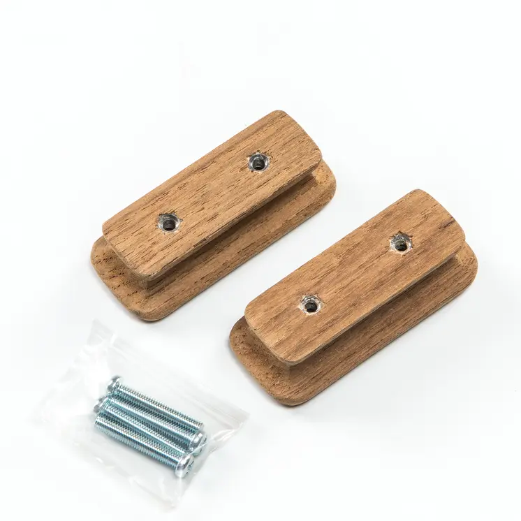 Set of Two Brown Teak Wood Drawer Pull Knobs