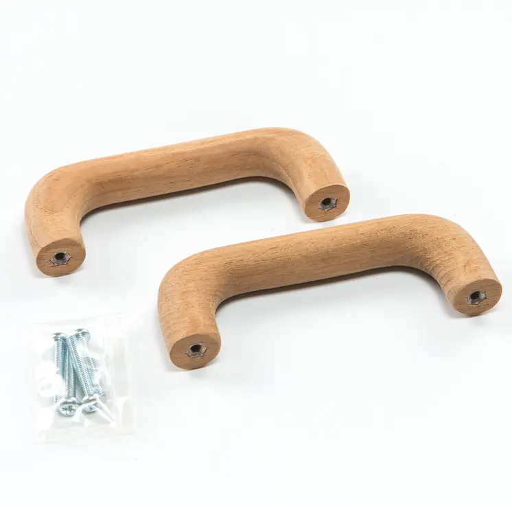Set of Two Brown Wood C Shape Drawer Pull Knobs