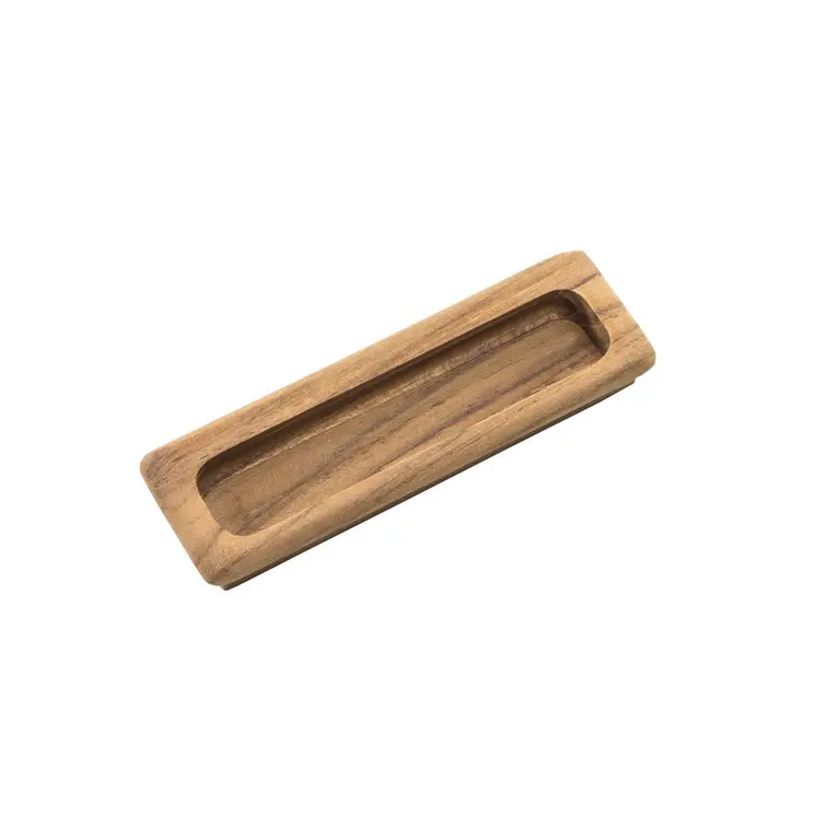 Set of Two Brown Teak Wood Drawer Pull Knobs