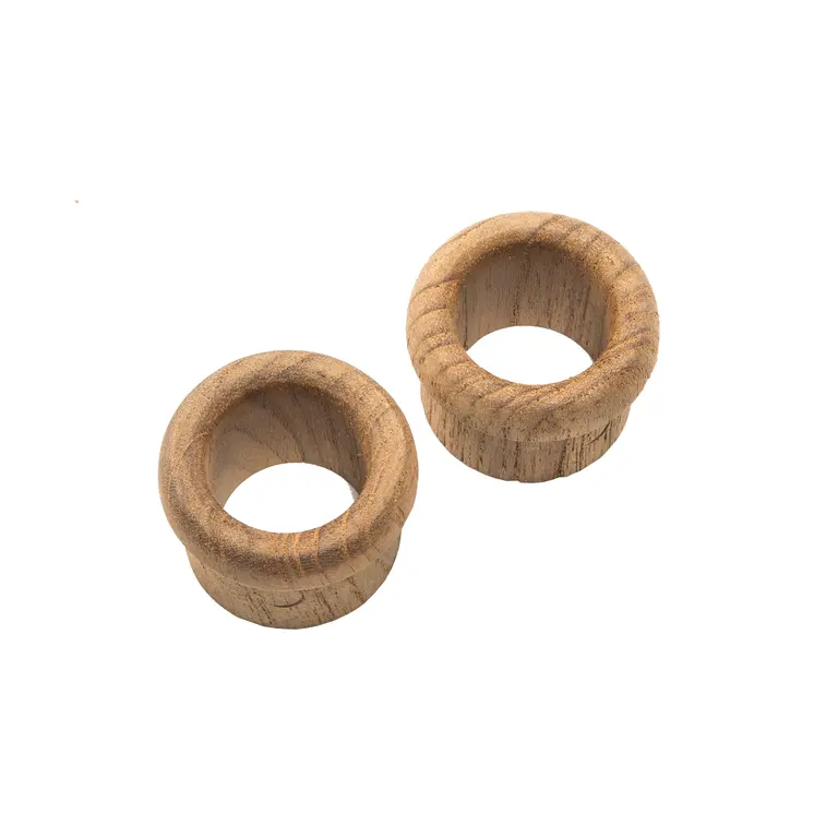 Set of Two Brown Wood Open Circle Drawer Pull Knobs