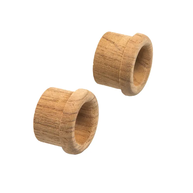 Set of Two Brown Wood Open Circle Drawer Pull Knobs