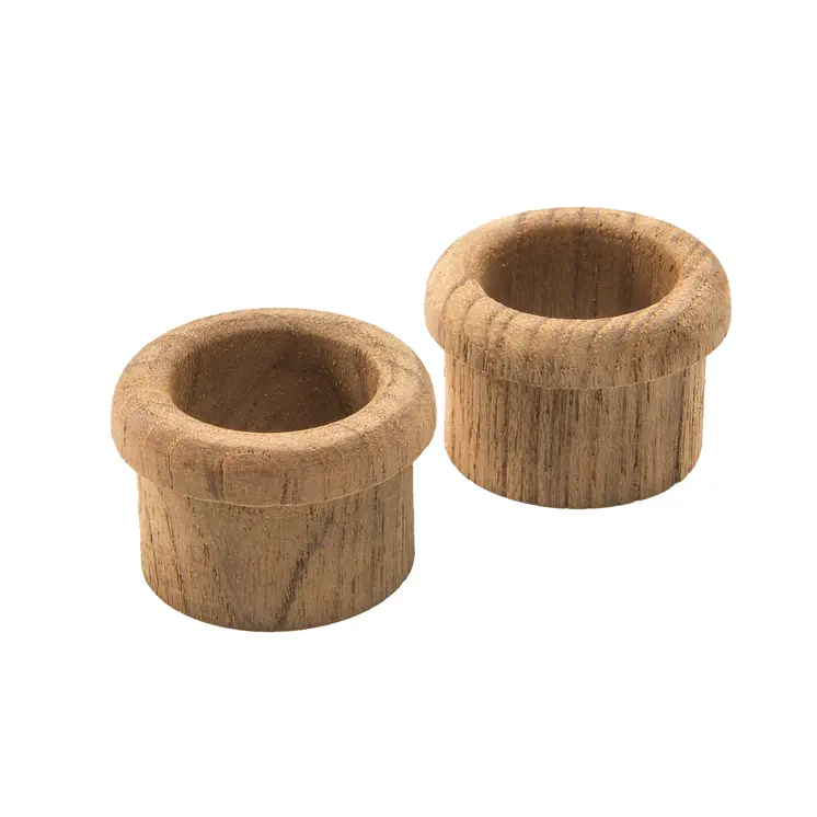 Set of Two Brown Wood Open Circle Drawer Pull Knobs