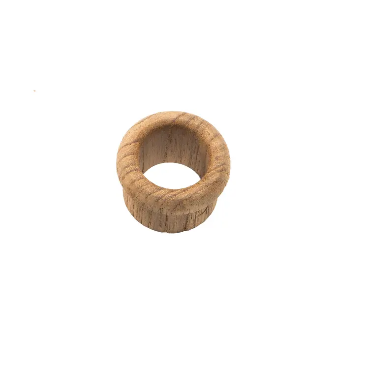 Set of Two Brown Wood Open Circle Drawer Pull Knobs