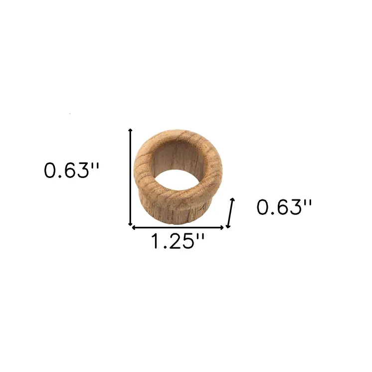 Set of Two Brown Wood Open Circle Drawer Pull Knobs