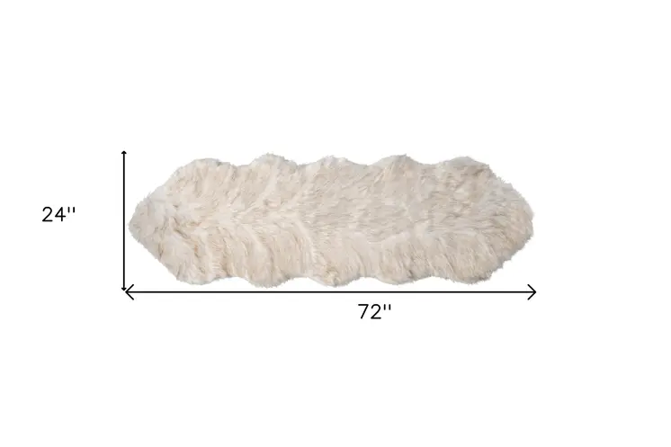 6' Tan Faux Fur Ombre Washable Area Rug