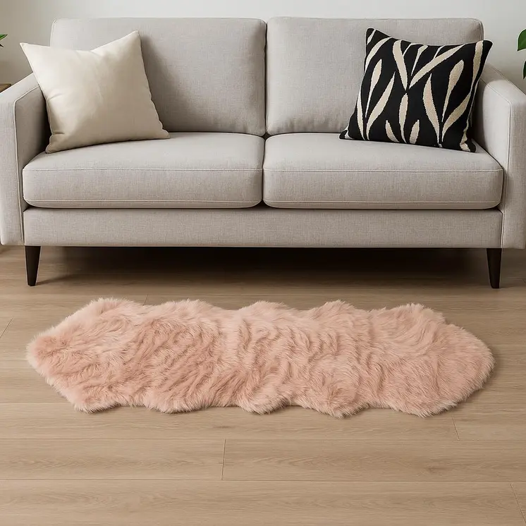 4' X 6' Grey Faux Fur Washable Non Skid Area Rug