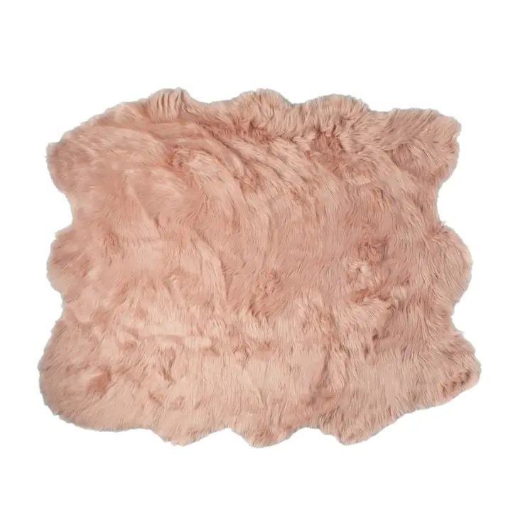 5' X 6' Pink Faux Sheepskin Shag Washable Area Rug