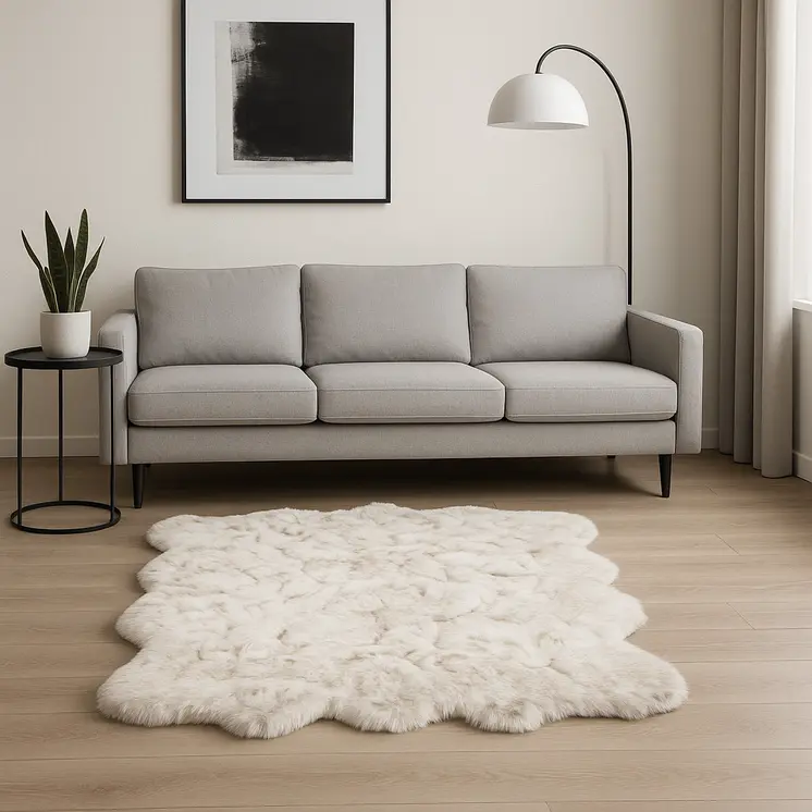 6' X 6' Ombre Chocolate Faux Fur Washable Non Skid Area Rug