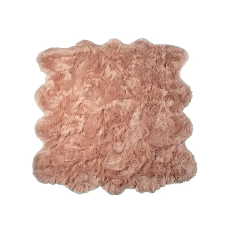 6' X 6' Dusty Rose Faux Fur Washable Non Skid Area Rug