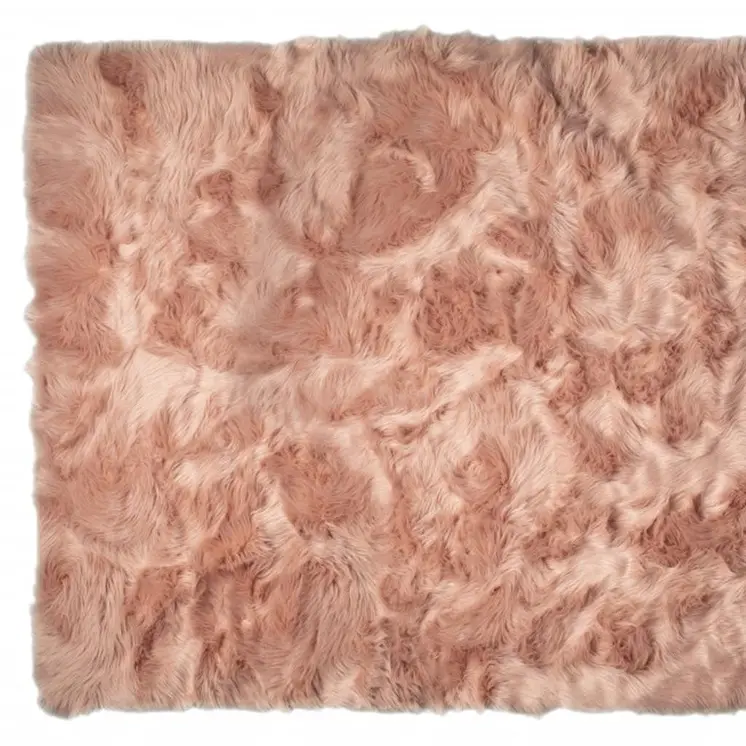 5' X 8' Dusty Rose Faux Fur Non Skid Area Rug
