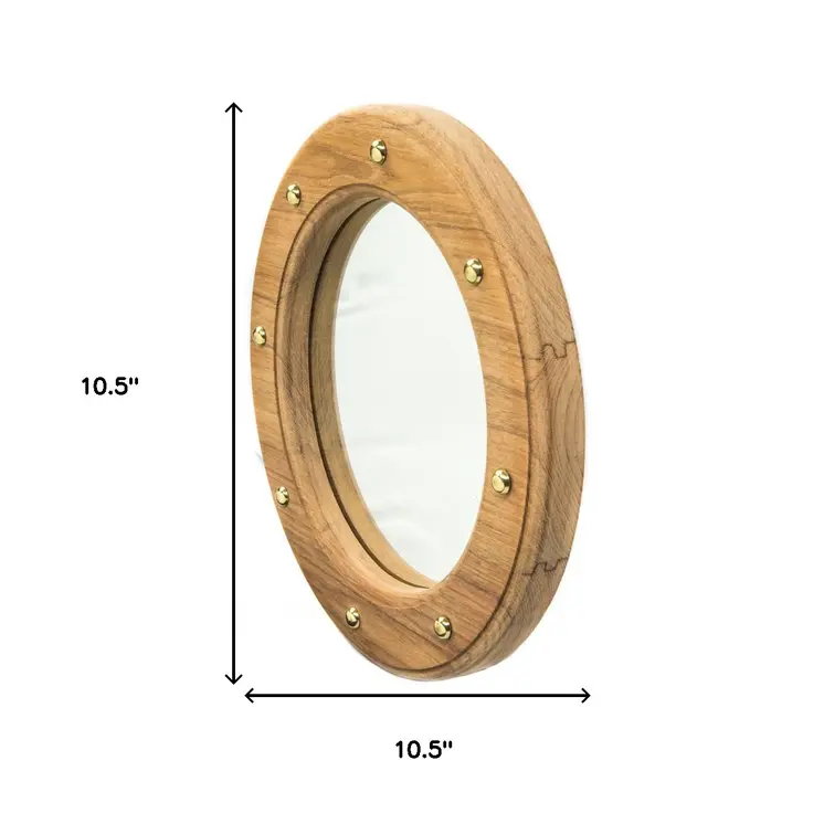 11" Brown Round Unframed Accent Mirror