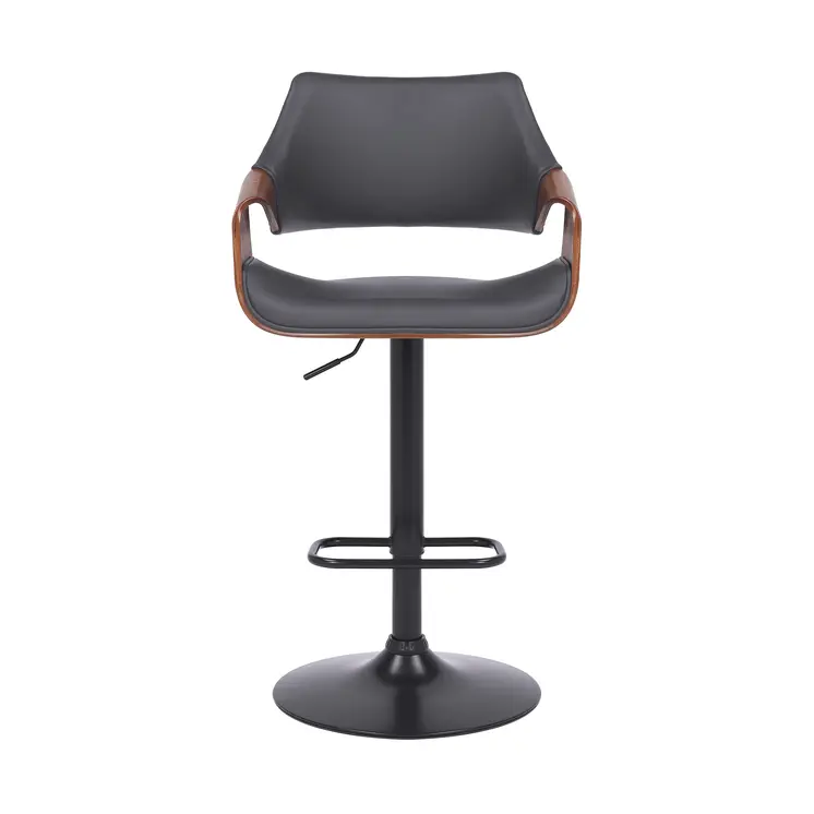 25" Gray And Black Iron Swivel Adjustable Height Bar Chair