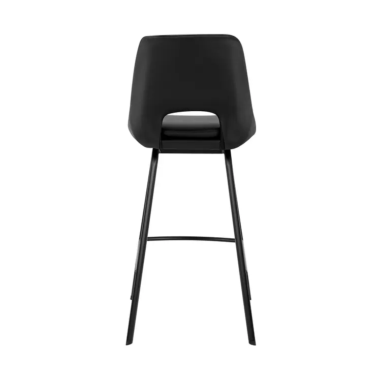 30" Black Faux Leather and Iron Bar Height Swivel Bar Chair