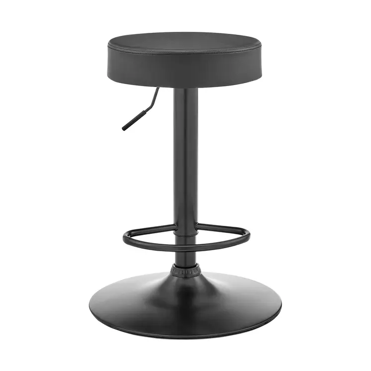 24" Gray And Black Iron Backless Adjustable Height Bar Chair