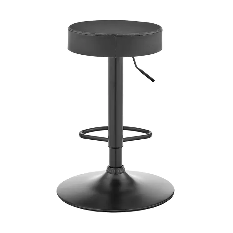24" Gray And Black Iron Backless Adjustable Height Bar Chair