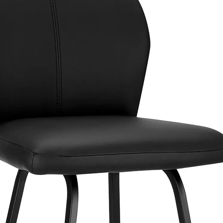 26" Black Faux Leather and Iron Counter Height Bar Chair