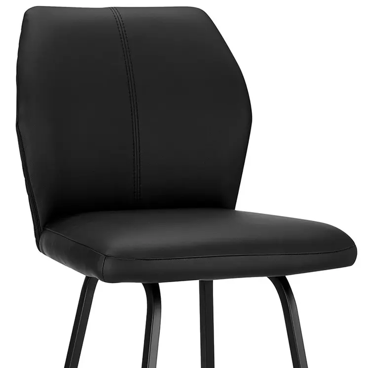 26" Black Faux Leather and Iron Counter Height Bar Chair