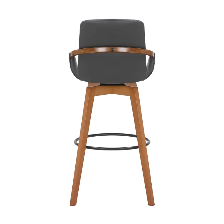 31" Gray And Black Iron Swivel Bar Height Bar Chair