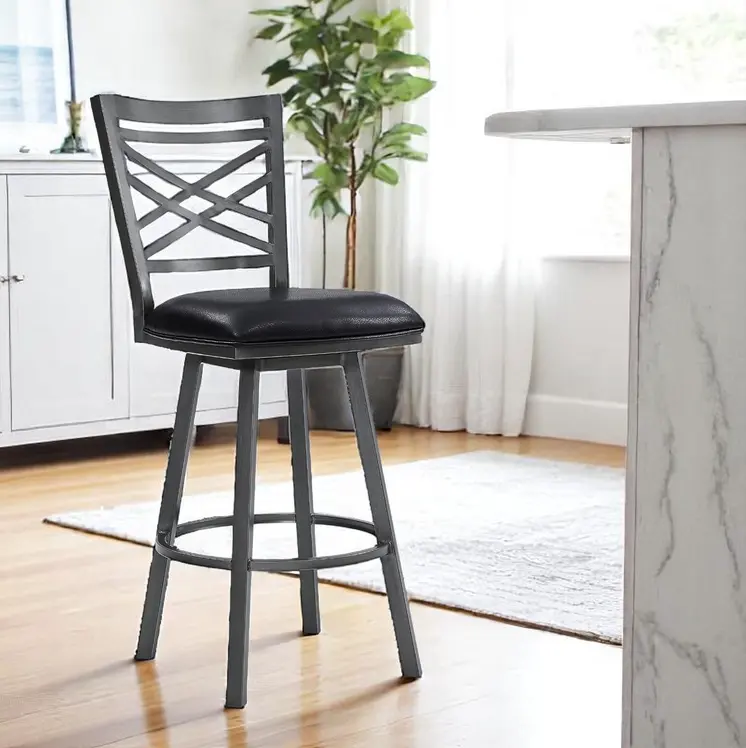 26" Black Iron Counter Height Bar Chair