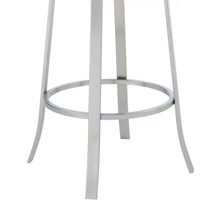 30" Gray And Silver Iron Swivel Bar Height Bar Chair
