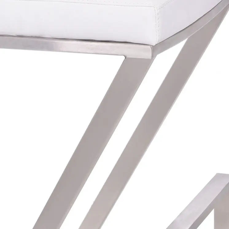 26" White And Silver Iron Backless Counter Height Bar Chair