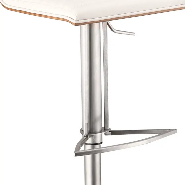22" White And Silver Iron Swivel Low Back Adjustable Height Bar Chair