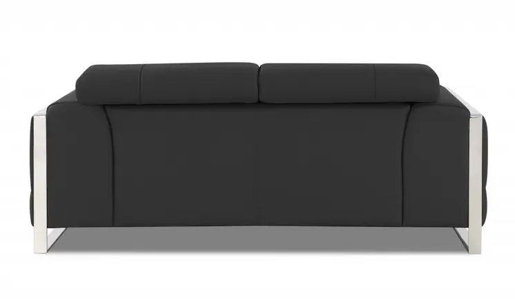 75" Gray And Silver Italian Leather Loveseat
