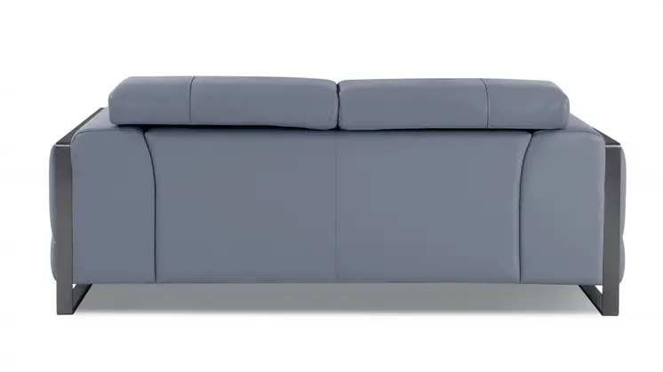 75" Light Blue And Black Italian Leather Loveseat