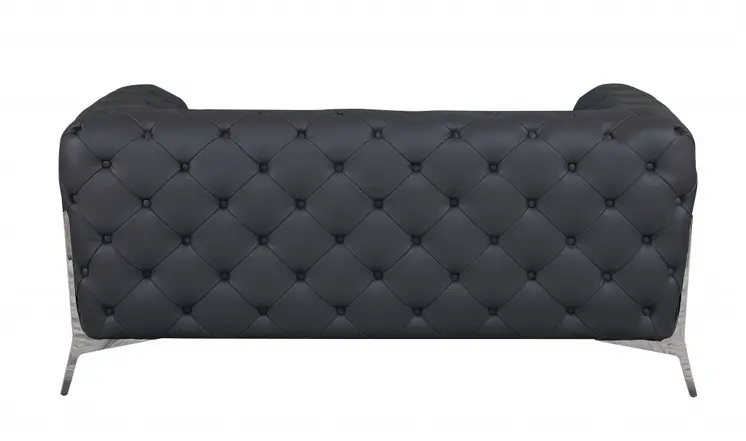 69" Gray And Silver Italian Leather Loveseat
