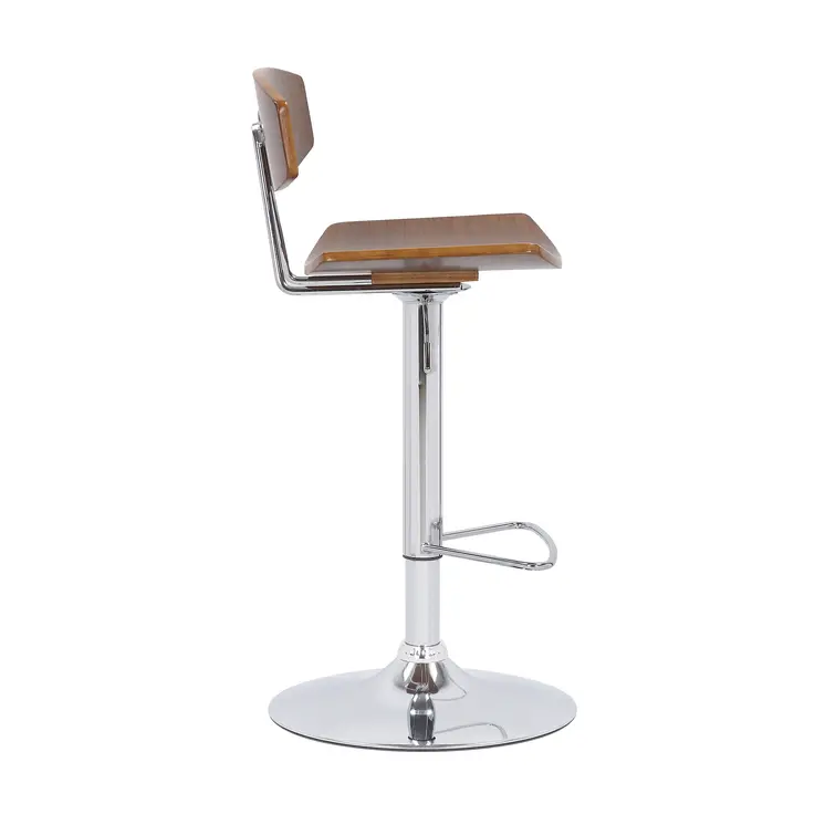 24" Brown And Silver Iron Swivel Low Back Adjustable Height Bar Chair