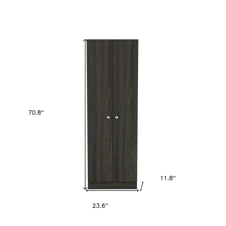 71" Dark Brown Wood Pantry Or Storage Closet