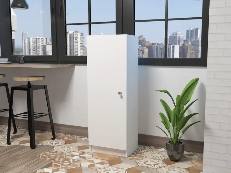 47" White Wood Pantry Or Storage Closet