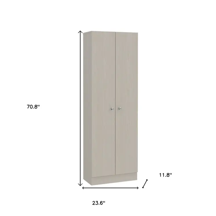 71" Light Gray Wood Pantry Or Storage Closet