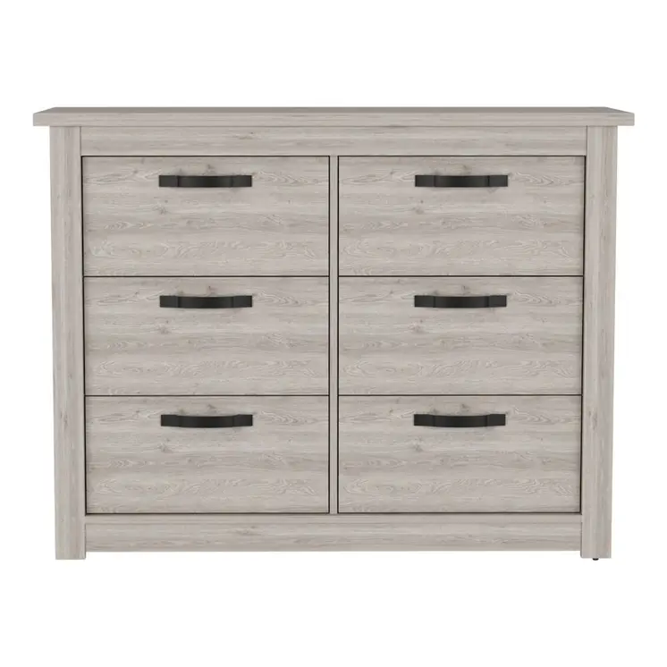 47" Gray Wood Six Drawer Double Dresser