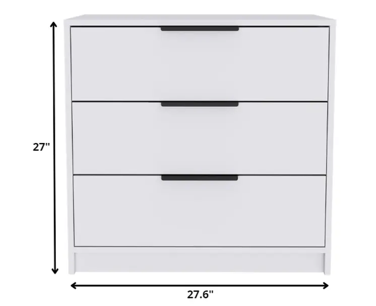 28" White Three Drawer Standard Chest