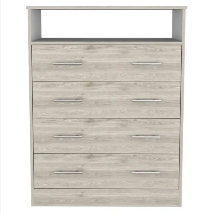 33" Light Grey Manufactured Wood Four Drawer Dresser