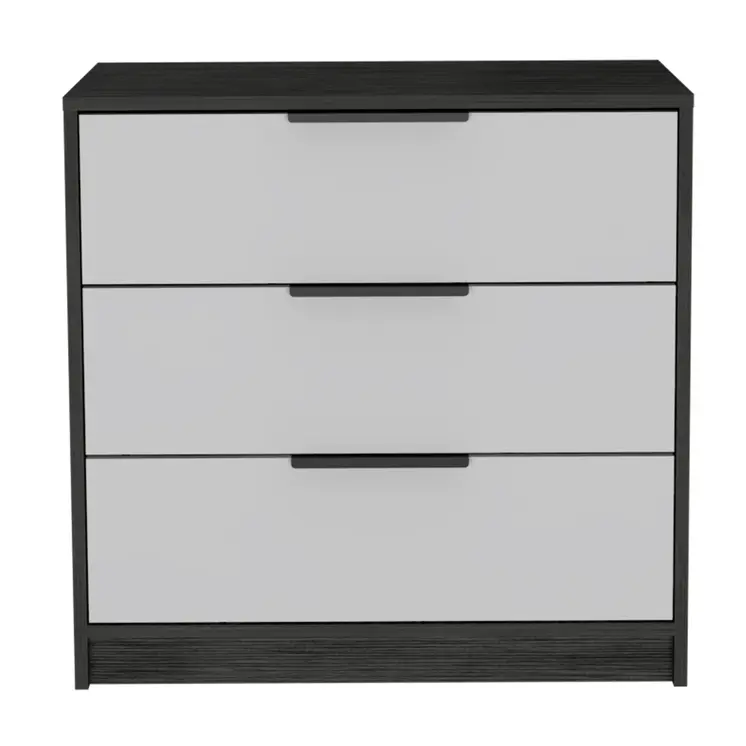 28" White And Smokey Oak Manufactured Wood Three Drawer Dresser